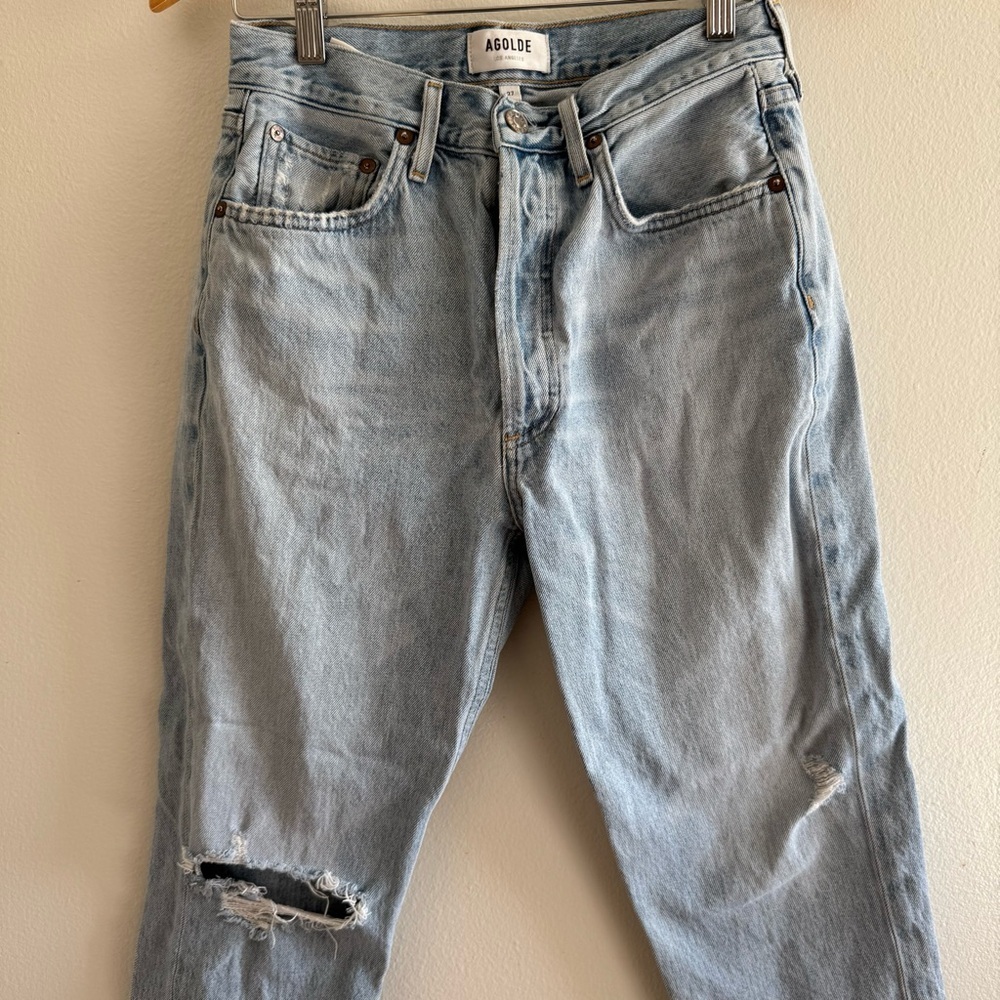 Agolde Riley Crop High Rise Distressed Jeans size 27 - Picture 7 of 12